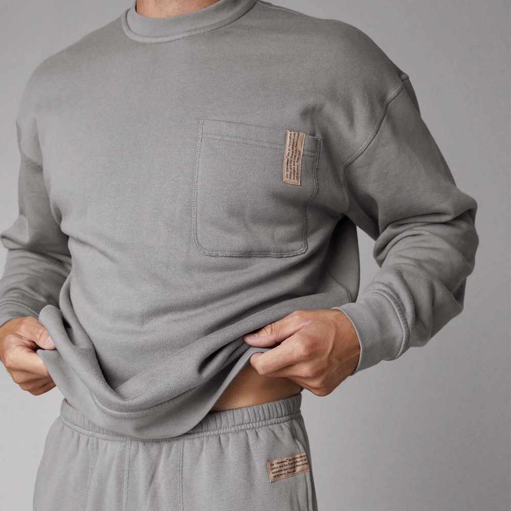 Lunya/Lahgo Men's Ebbing Fog Gray Crewneck Sweatershirt LARGE SOLD OUT COLOR